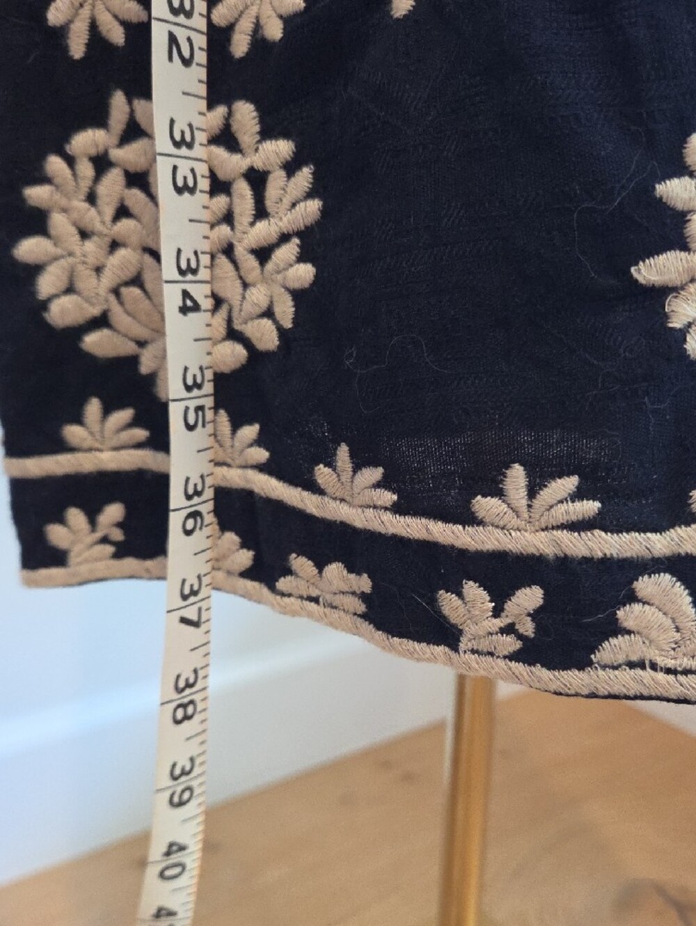 Anthropologie Black Midi Dress with Cream Floral Embroidery - Picture 13 of 15